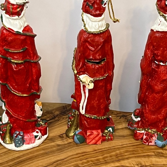 4 Skinny Tall Pencil Resin Santa Claus Icicle Ornaments Christmas Handpainted - Picture 9 of 10